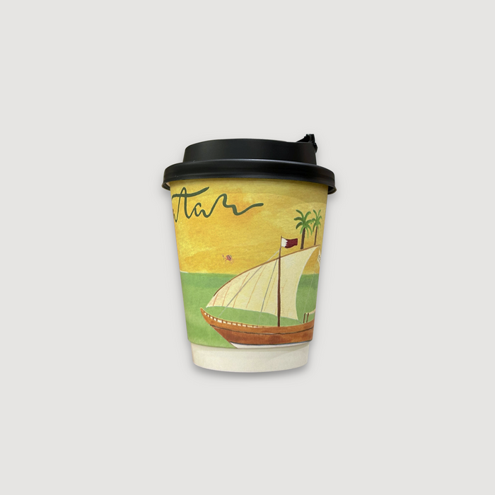 10 oz double walled paper cup with watercolor illustration