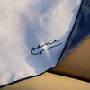 Dual-Sided Beach Towel Navy Blue close up white