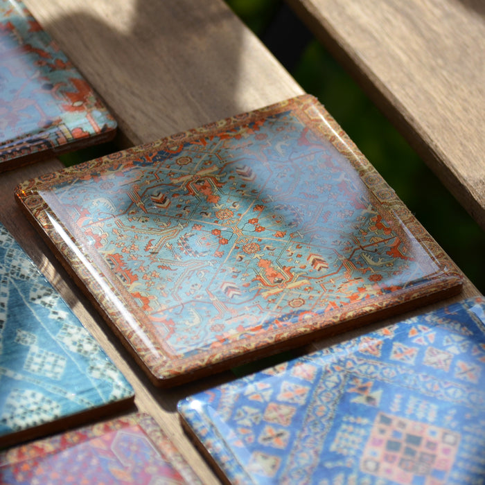 Coasters Set - Persian Green Carpet