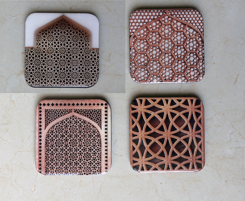 Qatari architecture inspired designs coasters Set